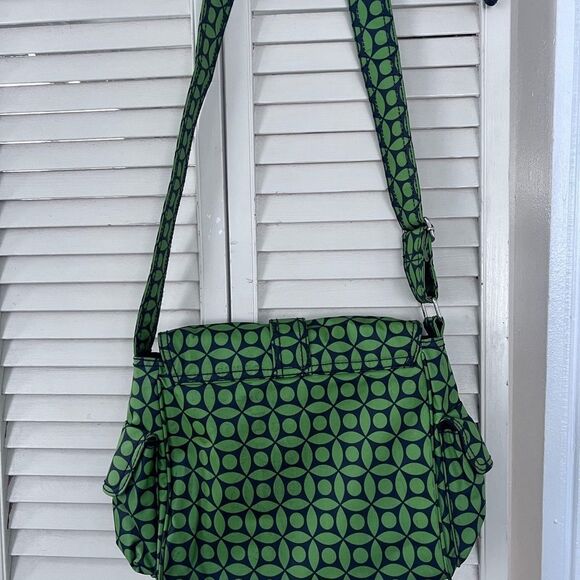 Emerald Green Geometric Diaper Shoulder Bag with Adjustable Strap - Picture 12 of 12
